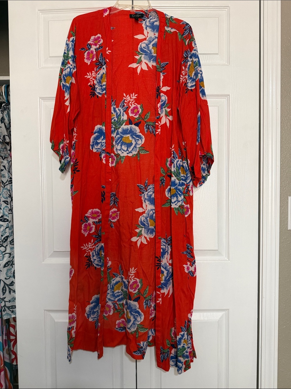 Red Floral Kimono cover up